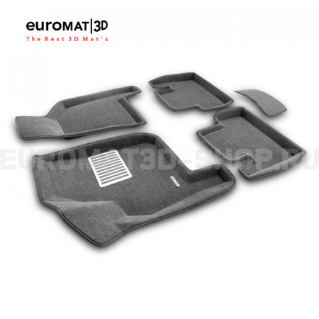 Текстильные 3D коврики Euromat3D Lux в салон для Lada Priora (2007-) № EM3D-005307G Серые