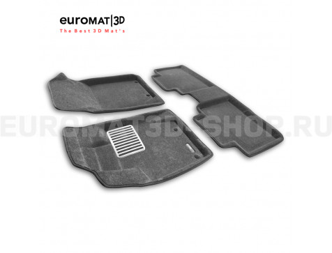 Текстильные 3D коврики Euromat3D Lux в салон для Geely Atlas Pro (2021-) № EM3D-001409G Серые